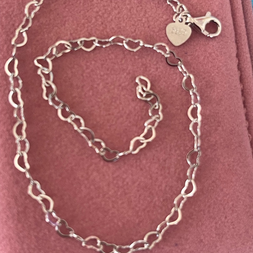 925 Sterling Silver Minimalist Hollow Heart Chain Anklet #E6-1423